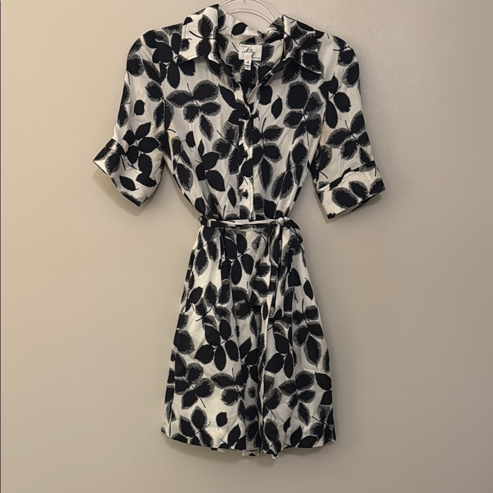 Milly of New York Black and White Buttoned A-Line Dress